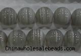 CAG5323 15.5 inches 12mm round grey line agate beads wholesale