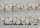 CAG5334 15.5 inches 10mm faceted round tibetan agate beads wholesale