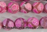 CAG5351 15.5 inches 14mm faceted round tibetan agate beads wholesale