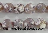 CAG5354 15.5 inches 12mm faceted round tibetan agate beads wholesale