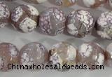 CAG5355 15.5 inches 14mm faceted round tibetan agate beads wholesale