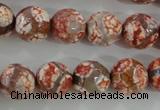 CAG5359 15.5 inches 12mm faceted round tibetan agate beads wholesale