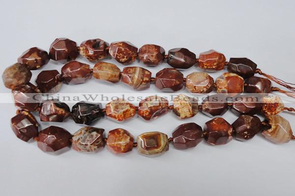 CAG5517 15.5 inches 18*22mm faceted nuggets agate gemstone beads