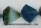 CAG5576 15 inches 20*25mm faceted triangle dragon veins agate beads