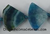 CAG5577 15 inches 22*32mm faceted triangle dragon veins agate beads