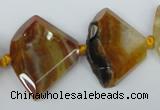 CAG5580 15 inches 20*30mm faceted triangle dragon veins agate beads