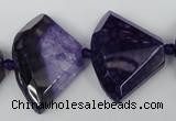 CAG5583 15 inches 20*30mm faceted triangle dragon veins agate beads