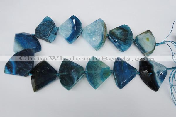 CAG5585 15 inches 30*40mm faceted triangle dragon veins agate beads
