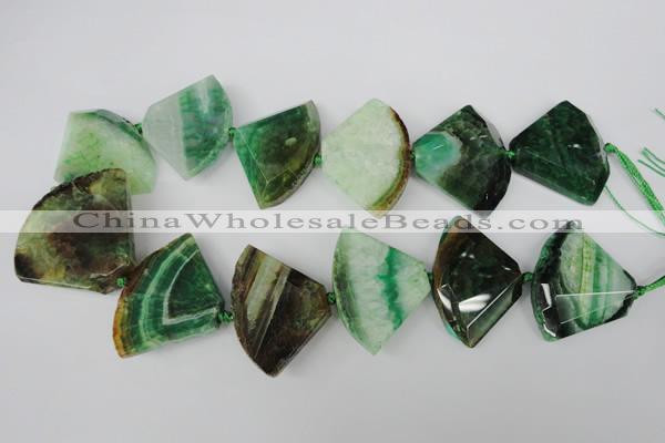 CAG5588 15 inches 30*40mm faceted triangle dragon veins agate beads