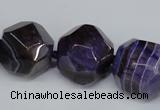 CAG5600 15 inches 24mm faceted nuggets agate gemstone beads