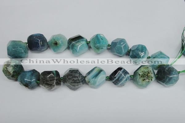 CAG5617 15 inches 24mm faceted nuggets agate gemstone beads