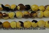 CAG5653 15 inches 4mm faceted round fire crackle agate beads