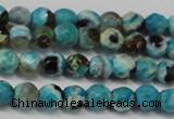 CAG5659 15 inches 4mm faceted round fire crackle agate beads