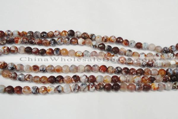 CAG5667 15 inches 6mm faceted round fire crackle agate beads