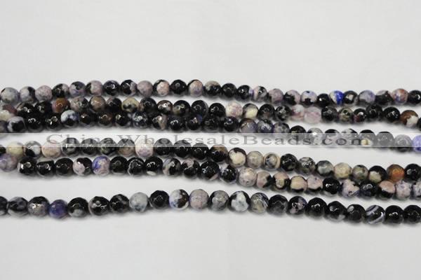 CAG5668 15 inches 6mm faceted round fire crackle agate beads