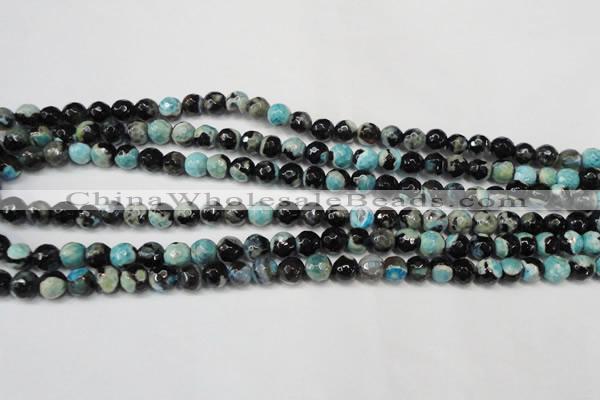 CAG5670 15 inches 6mm faceted round fire crackle agate beads