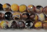 CAG5671 15 inches 6mm faceted round fire crackle agate beads