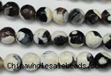 CAG5680 15 inches 8mm faceted round fire crackle agate beads