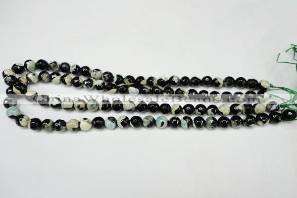 CAG5684 15 inches 8mm faceted round fire crackle agate beads