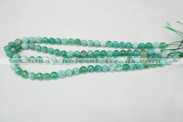 CAG5698 15 inches 8mm faceted round fire crackle agate beads