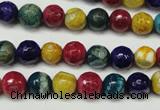 CAG5701 15 inches 8mm faceted round fire crackle agate beads