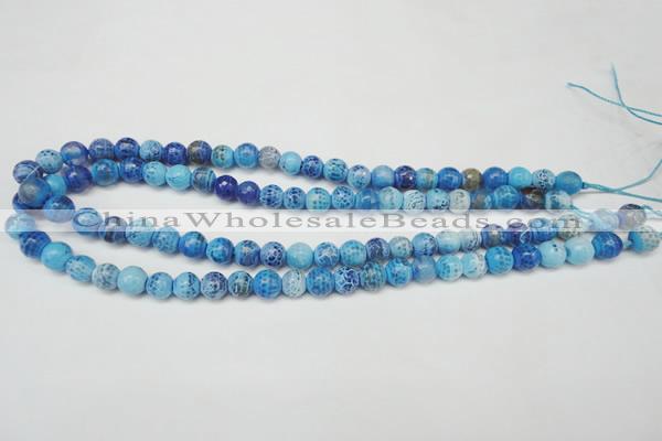 CAG5703 15 inches 8mm faceted round fire crackle agate beads
