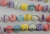CAG5706 15 inches 8mm faceted round tibetan agate beads wholesale