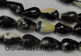 CAG5712 15 inches 8*12mm faceted teardrop fire crackle agate beads