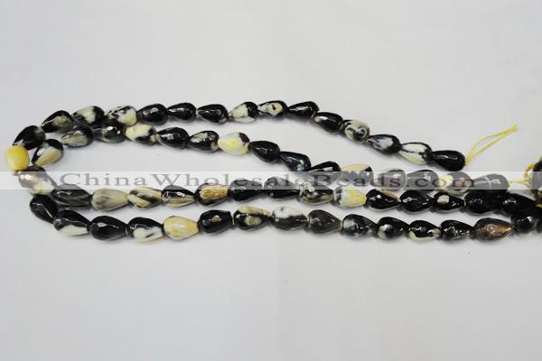 CAG5712 15 inches 8*12mm faceted teardrop fire crackle agate beads