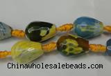 CAG5716 15 inches 10*14mm faceted teardrop fire crackle agate beads