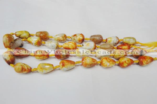 CAG5726 15 inches 13*18mm faceted teardrop fire crackle agate beads