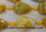 CAG5733 15 inches 15*20mm faceted teardrop fire crackle agate beads