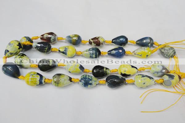 CAG5739 15 inches 15*20mm faceted teardrop fire crackle agate beads