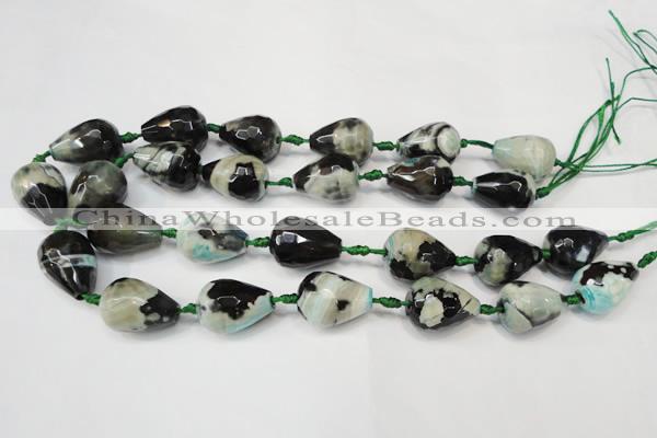 CAG5744 15 inches 15*20mm faceted teardrop fire crackle agate beads