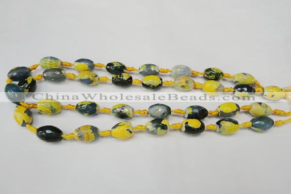 CAG5774 15 inches 10*14mm faceted rice fire crackle agate beads