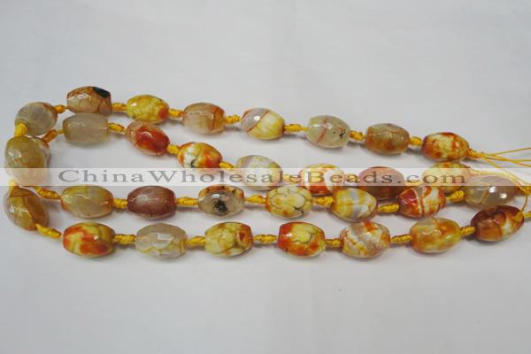 CAG5780 15 inches 12*16mm faceted rice fire crackle agate beads