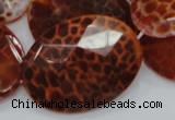 CAG579 15.5 inches 40*50mm faceted oval natural fire agate beads