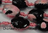 CAG5798 15 inches 15*20mm faceted rice fire crackle agate beads