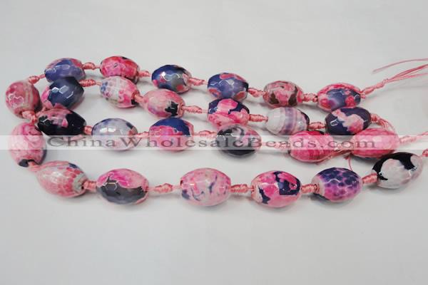 CAG5799 15 inches 15*20mm faceted rice fire crackle agate beads