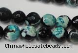 CAG5811 15 inches 10mm faceted round fire crackle agate beads