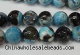 CAG5812 15 inches 10mm faceted round fire crackle agate beads