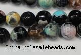 CAG5813 15 inches 10mm faceted round fire crackle agate beads