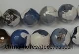 CAG5821 15 inches 12mm faceted round fire crackle agate beads