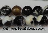 CAG5823 15 inches 12mm faceted round fire crackle agate beads