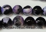 CAG5824 15 inches 12mm faceted round fire crackle agate beads