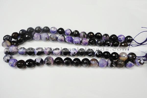 CAG5824 15 inches 12mm faceted round fire crackle agate beads