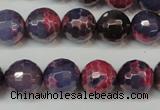CAG5826 15 inches 12mm faceted round fire crackle agate beads
