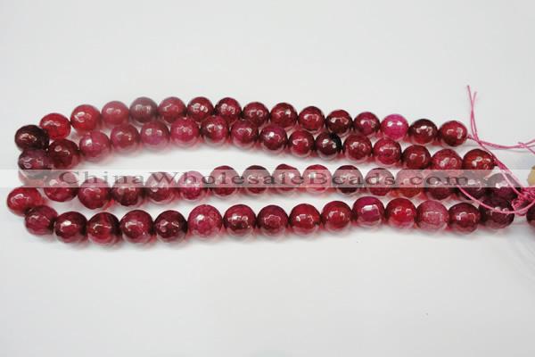 CAG5832 15 inches 12mm faceted round fire crackle agate beads