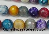 CAG5836 15 inches 12mm faceted round fire crackle agate beads