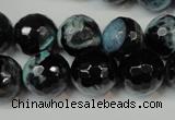 CAG5841 15 inches 14mm faceted round fire crackle agate beads